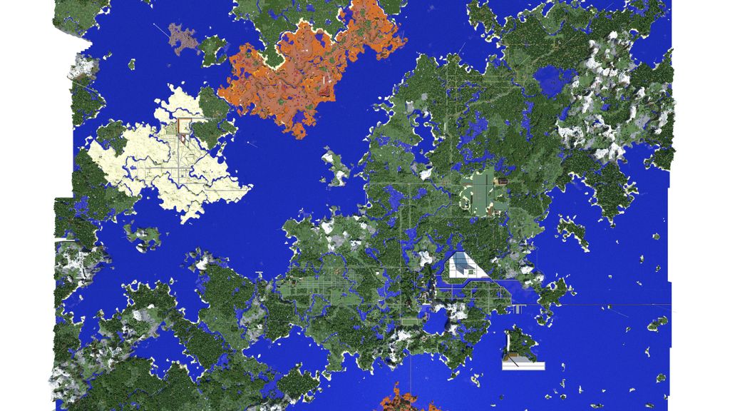 LearnToMod's tweet image. Super cool satellite shot of greentide008's world this is only around 8 square miles... #minecraft #minecraftpc #modminecraft #minecraftmod
