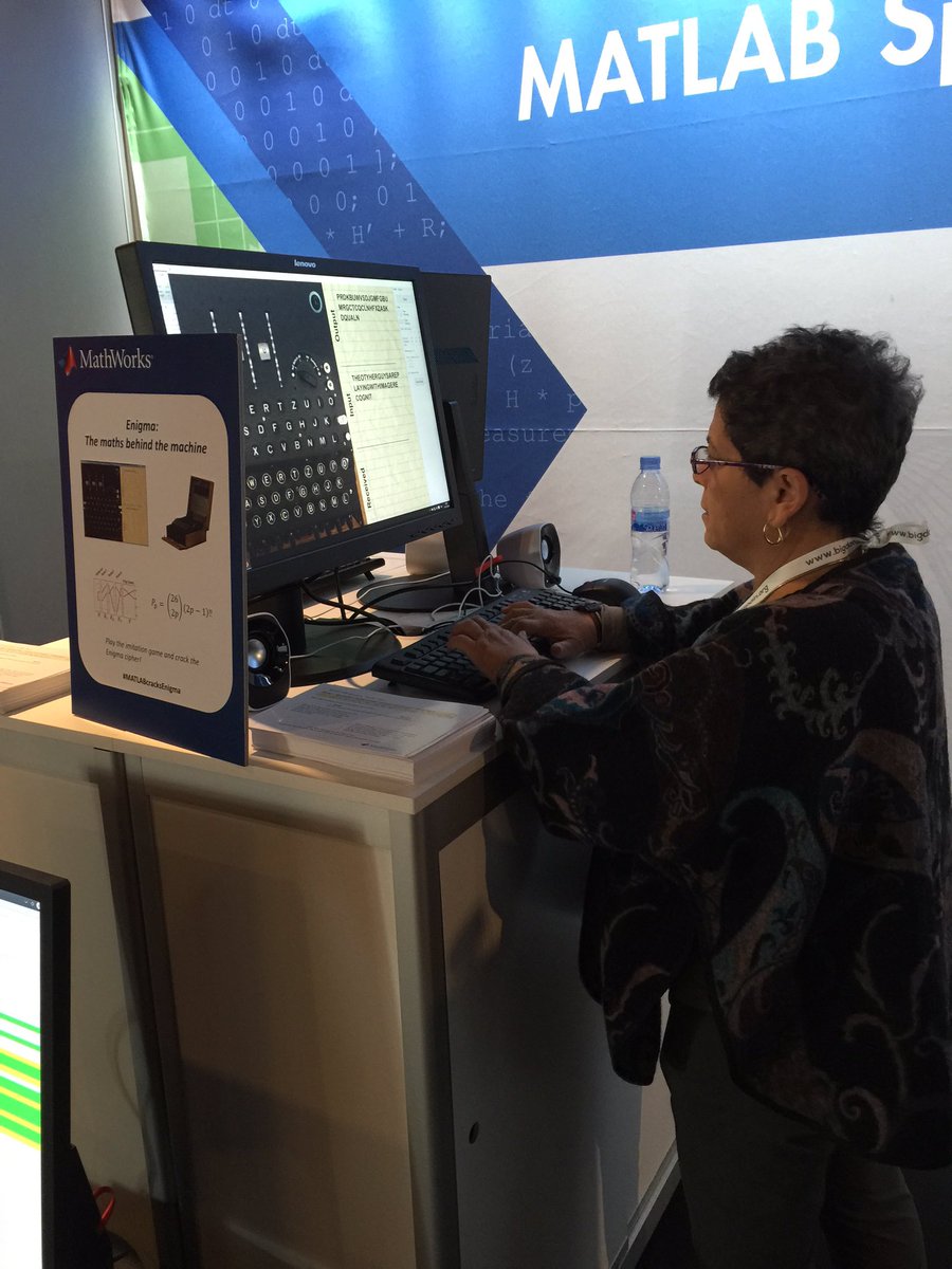 matlablive's tweet image. Having fun cracking Enigma with @ilovepuzzles! @BigDataSpain #MATLABcracksEnigma #BDS16