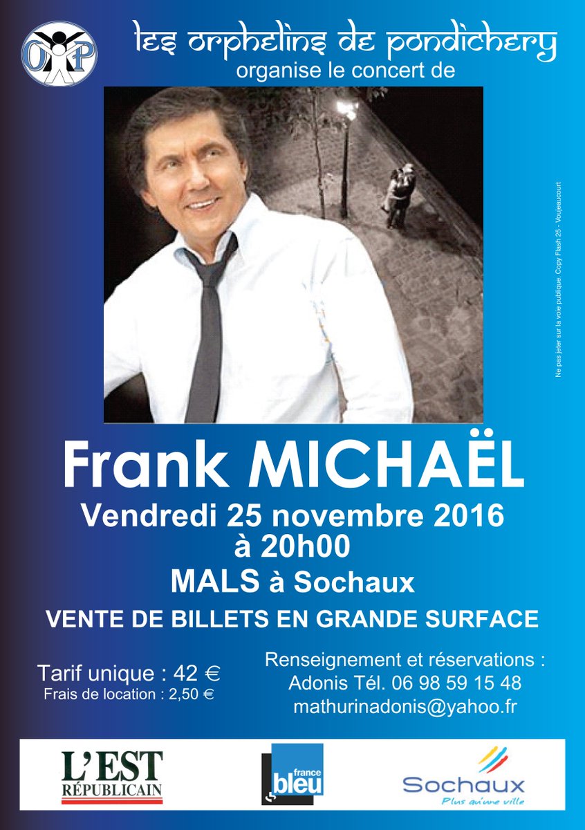 assocLOP's tweet photo. J'ai le plaisir de vous informer le concert du chanteur Franck Mickaël
 Merci de transférer le message à tous vos contacts. https://t.co/pGcnvVWDkq