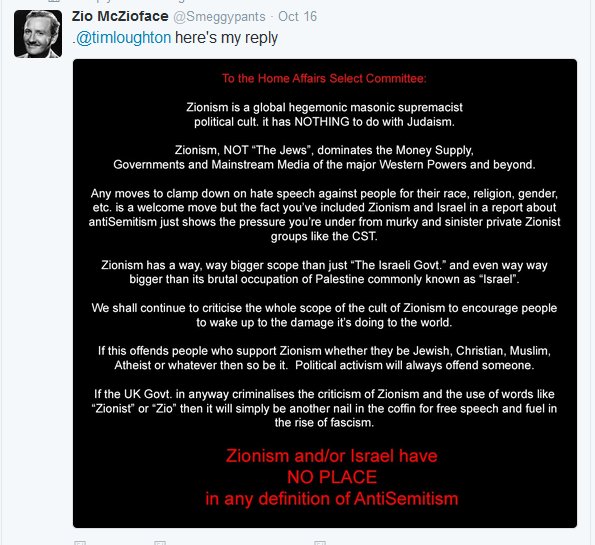 RonWordwelder's tweet photo. #smeggypants to #HomeAffairsselectCommittee on conflation of Jews with hegemonic masonic cult of Zionism https://t.co/g92QZ3dWyh