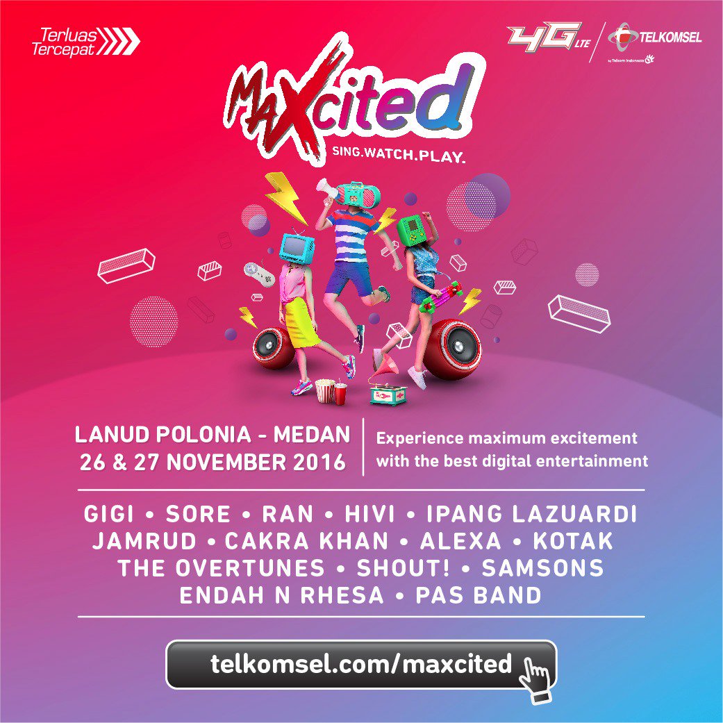 GIGI_Band's tweet photo. Hai Medan!
yuk ah request lagu kita yg pgn bgt kalian dengerin nnti, mention req kalian k kita dan @telkomsel dgn #maxcitedbyrequest. See Ya https://t.co/Uef7ruhViN