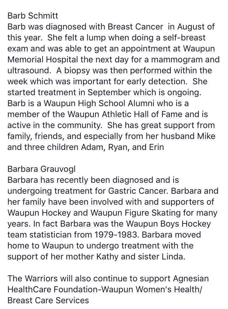 s_galen's tweet photo. Waupun Warriors announce 6th Annual #PinkOutTheRink (12/17/16) Beneficiaries: Barb Schmitt, Barbara Grauvogl, Agnesian-Waupun Women'sHealth https://t.co/2kmnpRbLMW