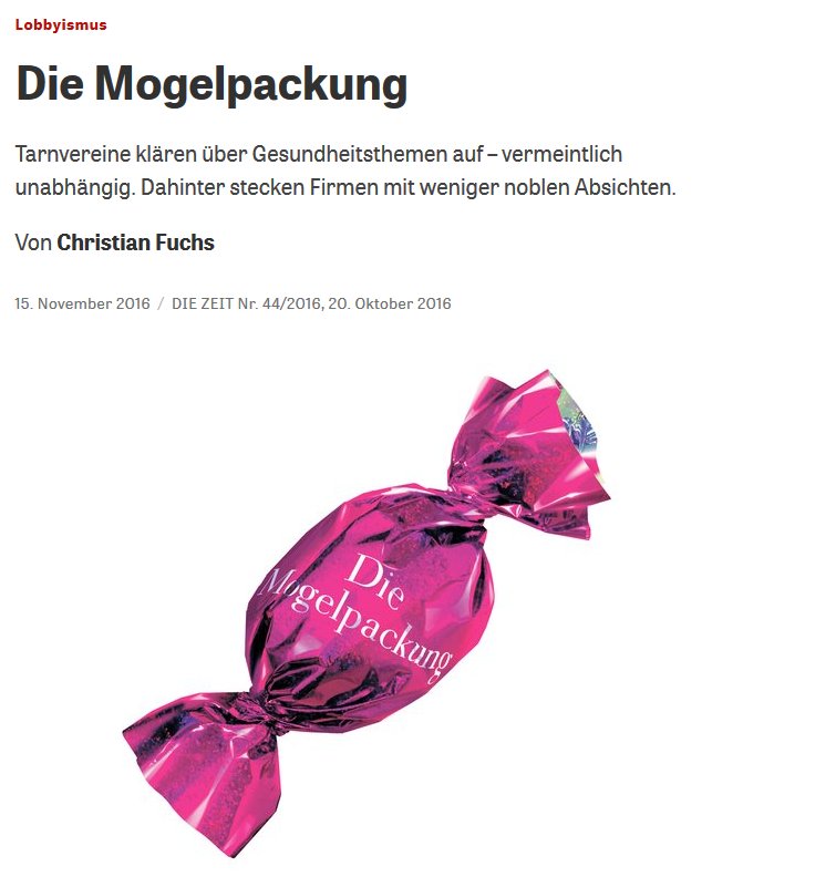 Recherche zu 9 Tarnvereinen von Zuckerlobby, Ernährungs-Konzernen + Pharmaindustrie jetzt auch online: zeit.de/2016/44/lobbyi… #Astroturfing