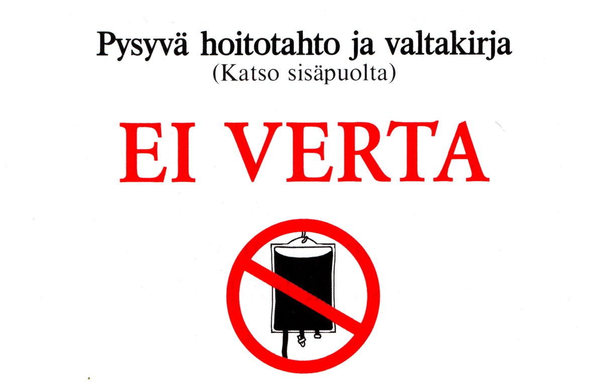 Uskontojen uhrien tuki <a href="/UUT_ry/">Uskontojen uhrien tuki UUT ry</a> julkaisee huomenna pe selvitystyön Jehovan todistajien verensiirtokiellosta. Tiedote: uskontojenuhrientuki.fi/veriselvitysty…