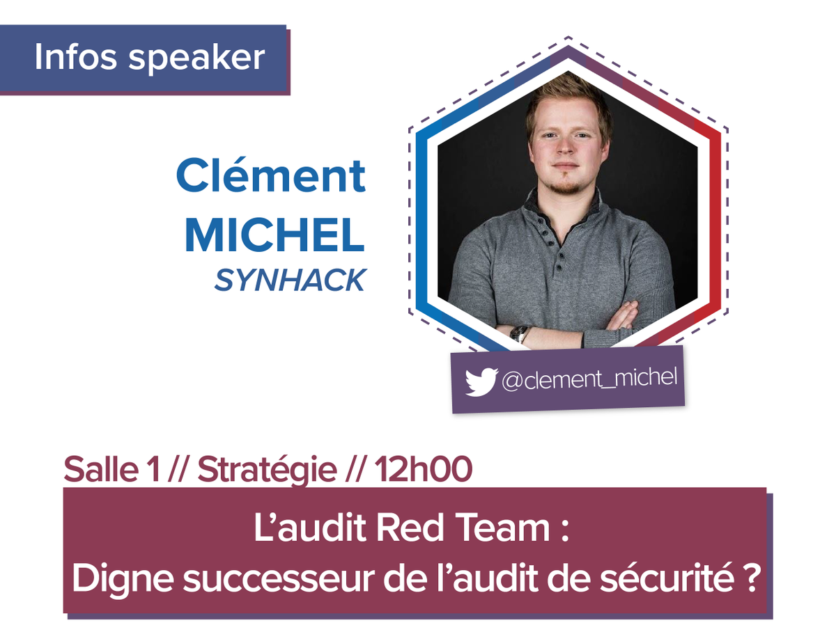 NetSecureDay's tweet image. Connaissez-vous les audits #RedTeam ? @clement_michel de @Synhack_Fr va tout vous expliquer lors du #NSD16 ! #TeamNSD #ExPrésident