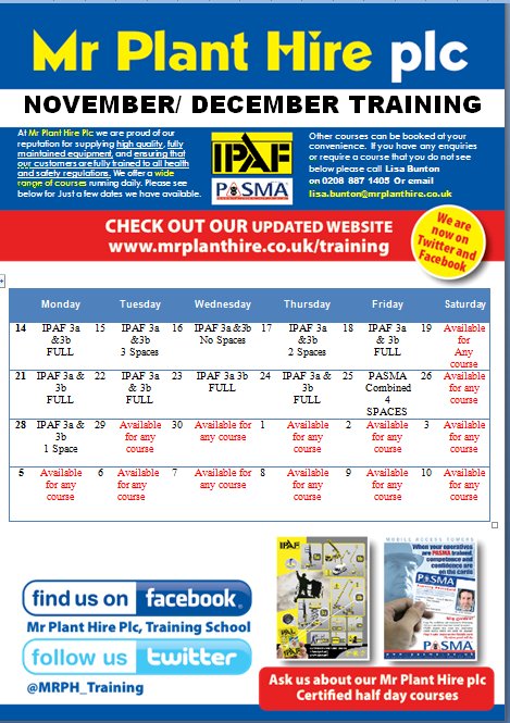 CHECK OUT OUR PASMA COMBINED OFFER FOR ONE DAY ONLY ,PLUS ALL OUR OTHER TRAINING  AVAILABILITY.