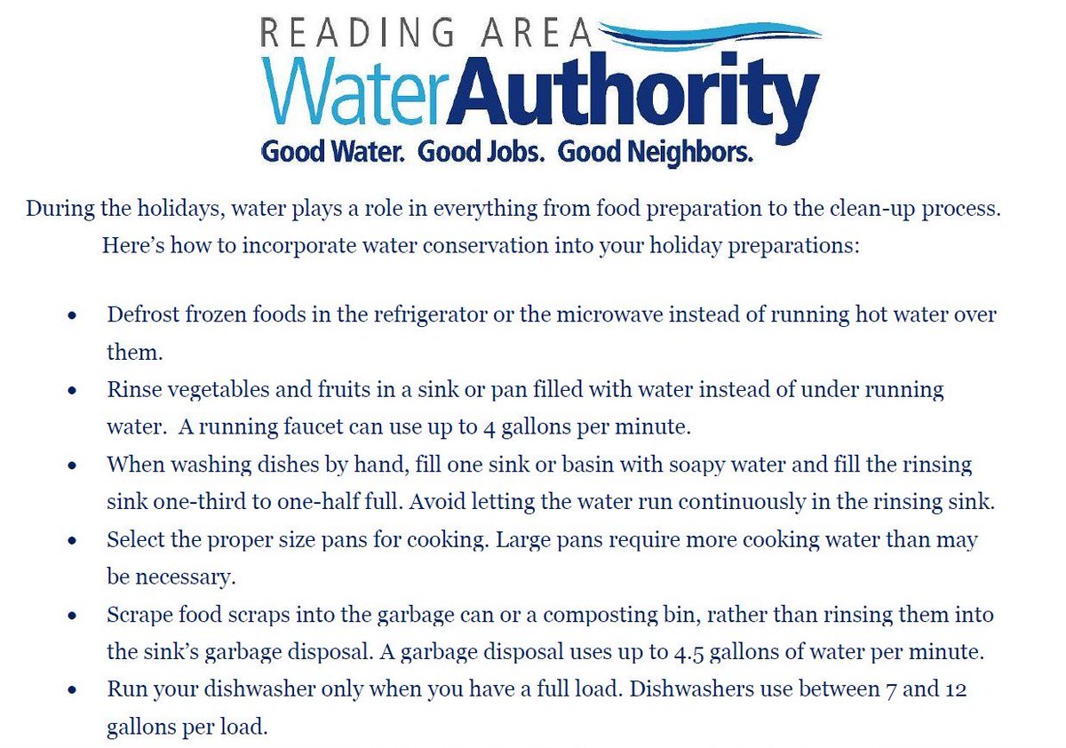 ReadingWater's tweet image. Here some water conservation tips for the upcoming holidays.