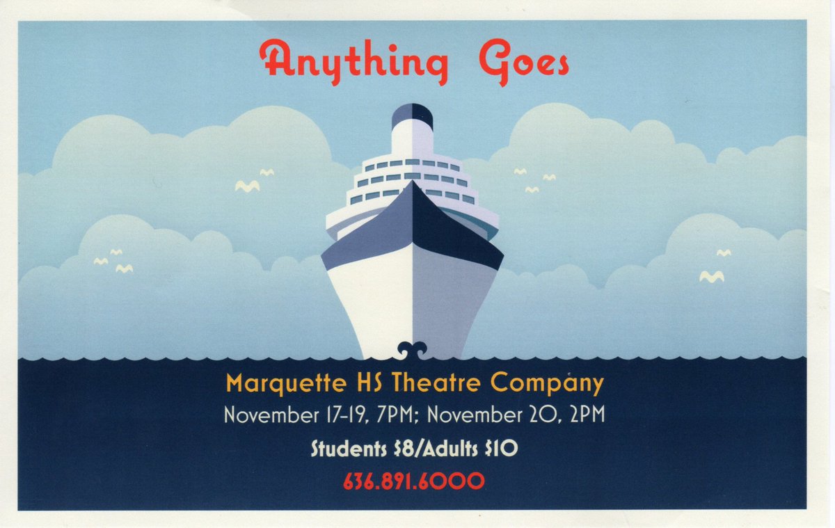 Tonight is opening night of Anything Goes! Tickets on sale at lunch. Share your thoughts with #agmtc all weekend!