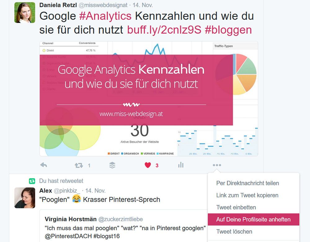 misswebdesignat's tweet image. Hefte deinen aktuellen Artikel an dein Twitter Profil an. buff.ly/2ffi85s #blogtipp #reichweite