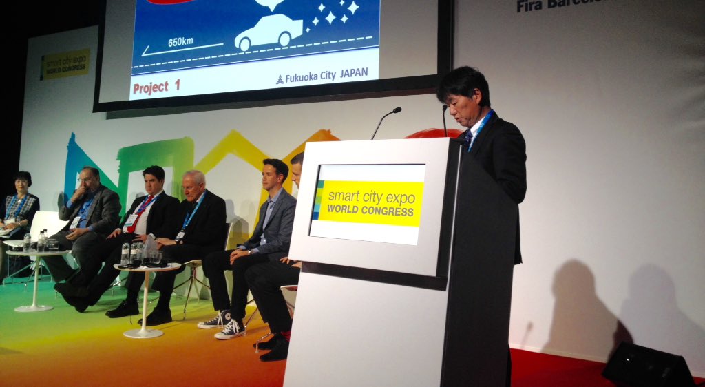 SmartCityexpo's tweet photo. #Fukoaka city is promoting efficient urban #mobility with its Fukoaka Smart East project #SCEWC16 #MO Kesami Jotaki https://t.co/FCkZ1Jk9h5