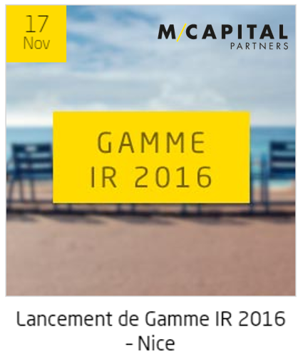 MCapitalPartner's tweet photo. Aujourd'hui M Capital Partners présente sa Gamme #IR2016 à Nice avec Adequity @SocieteGenerale @SOGENIALIMMO https://t.co/T8j3lfGQb7 https://t.co/rovlauMY7U