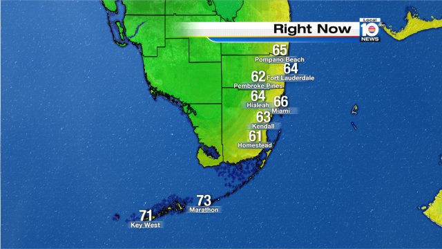 Happy Friday Eve! It is a cool start. Watch local10 for more on how long this cool change will last. https://t.co/t4VZx2VdKr