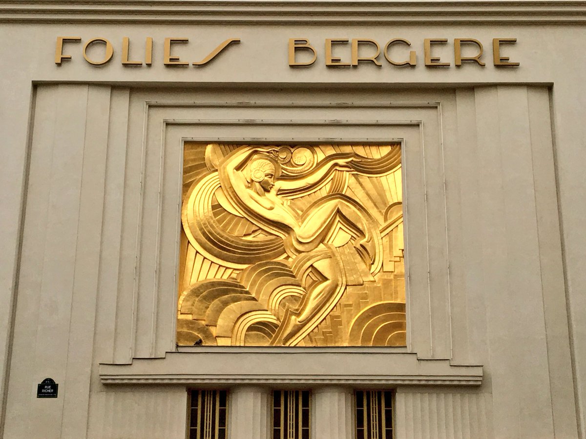 The absolutely stunning #ArtDeco façade of the Folies Bergère music hall in #Paris. 'Slave to the Rhythm' comes to mind! #cabaret #jazzage