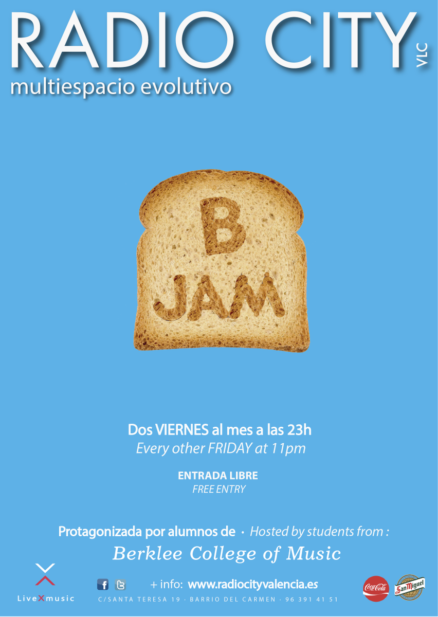 RadioCityValenc's tweet photo. Mañana disfrutaremos de una nueva #BJamSession con la alegría de @SteveUmculo, alumno de @berkleevalencia #JamSessionValencia https://t.co/K3k5I6EYbs