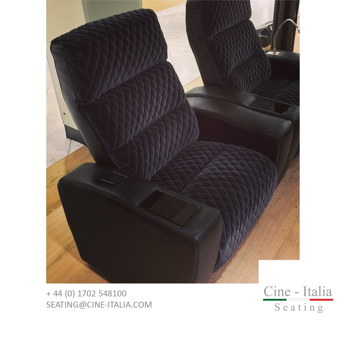 Combine our upholstery options to create beautifully unique Cinema Seats. Sedi Range Leather &amp; Diamond upholstery as on display <a href="/Harrods/">Harrods</a>