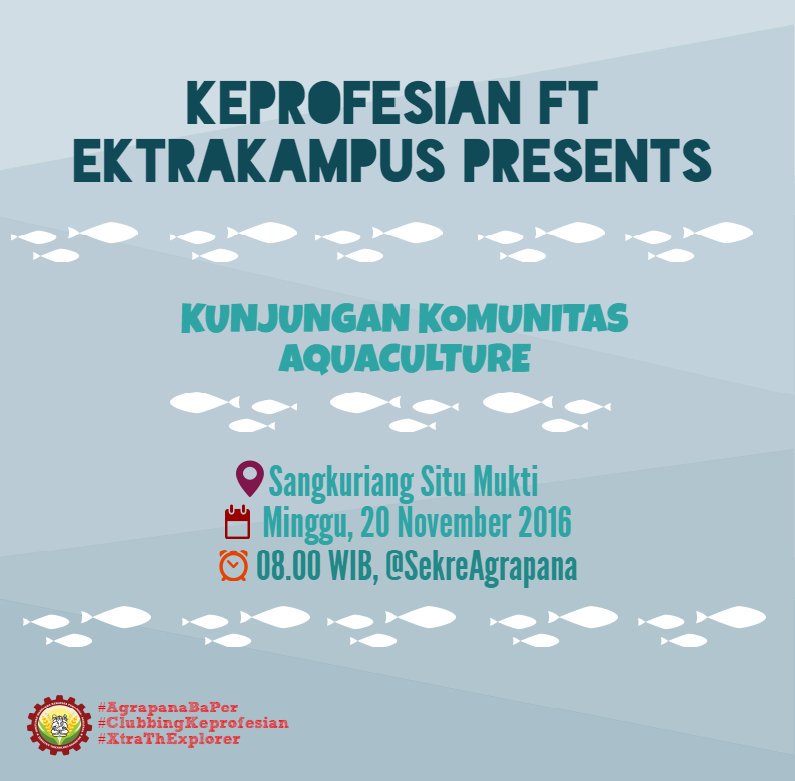 [KUNJUNGAN KOMUNITAS AQUACULTURE]
Jangan lewatkan kunjungan Agrapana kali ini 😆
#AgrapanaBaPer
#ClubbingKeprofesian
#XtraTheExplorer