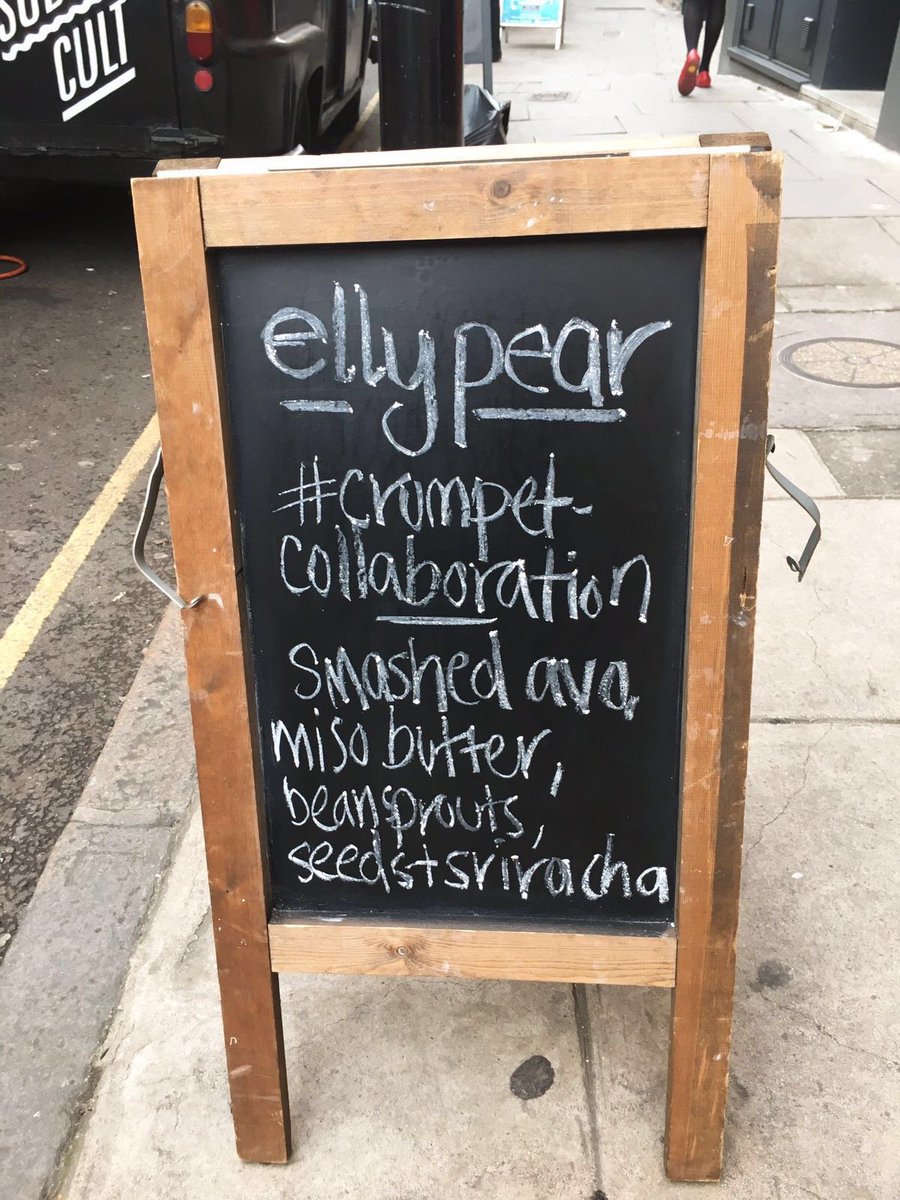 #CrumpetCollaboration with @pearcafe is full steam ahead at #LeatherLane Get 'em whilst they're hot! #EllyPear