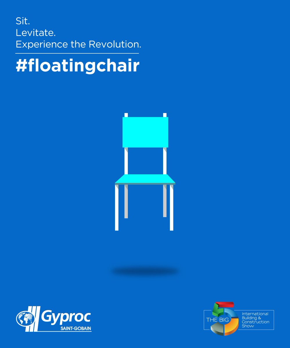 GyprocME's tweet photo. Experience the #floatingchair. Experience revolution. Join us this #Big5 at Hall 5, Stand 5A221, Dubai World Trade Center from Nov 21-24. https://t.co/GYx9UxTY8C
