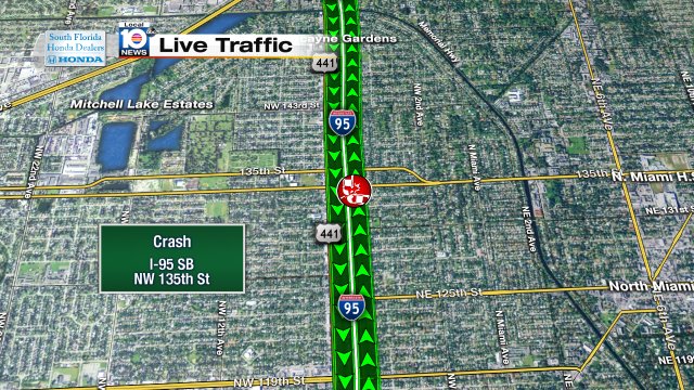 Crash on I-95 SB at NW 135th St #traffic https://t.co/AXAKArFxTq