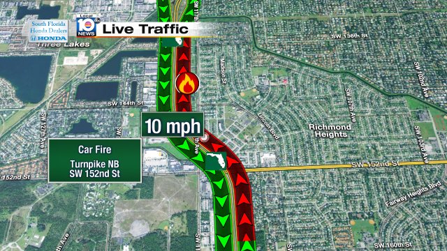 Update on Car Fire: 3 Right Lanes Blocked on Turnpike NB at SW 152nd St #traffic https://t.co/Fpj49JVKVE