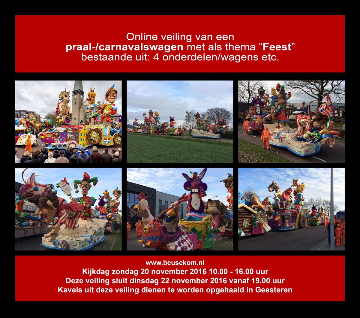 11 november 2016 is carnaval 2017 begonnen.  Op onze online #veiling staat een carnavalswagen bit.ly/2g1u0cW. <a href="/van_beusekom/">Van Beusekom</a>