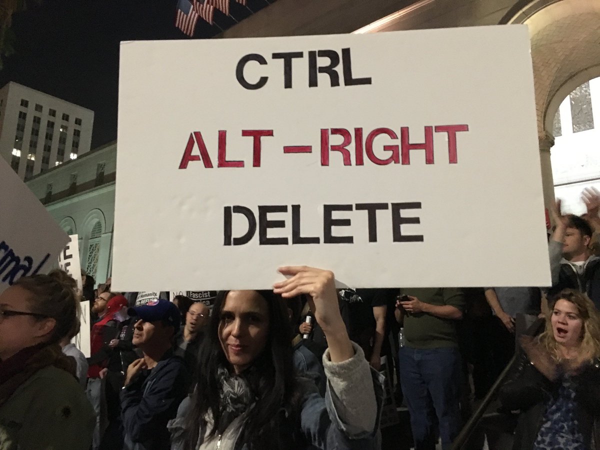 splinter_news's tweet photo. “Ctrl Alt-Right Delete.”

Protesters marched last night in Los Angeles to #BanBannon: https://t.co/987swWMzV5