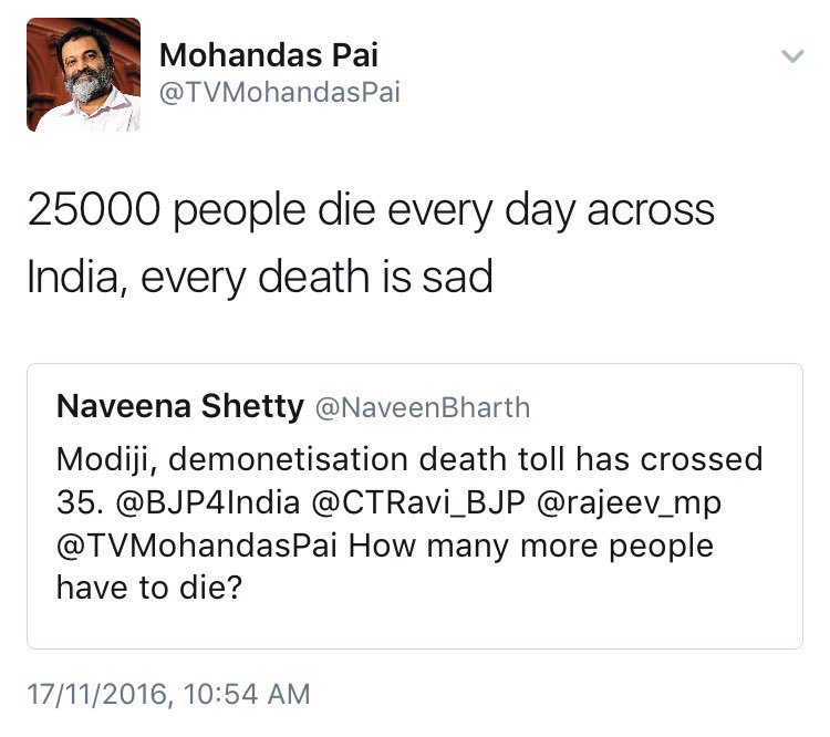 samjawed65's tweet image. Pic 1: When Pai is stuck in a queue: complains to ministers
Pic 2: When someone dies in a queue: &quot;25000 people die everyday&quot;
Via: @pri1us