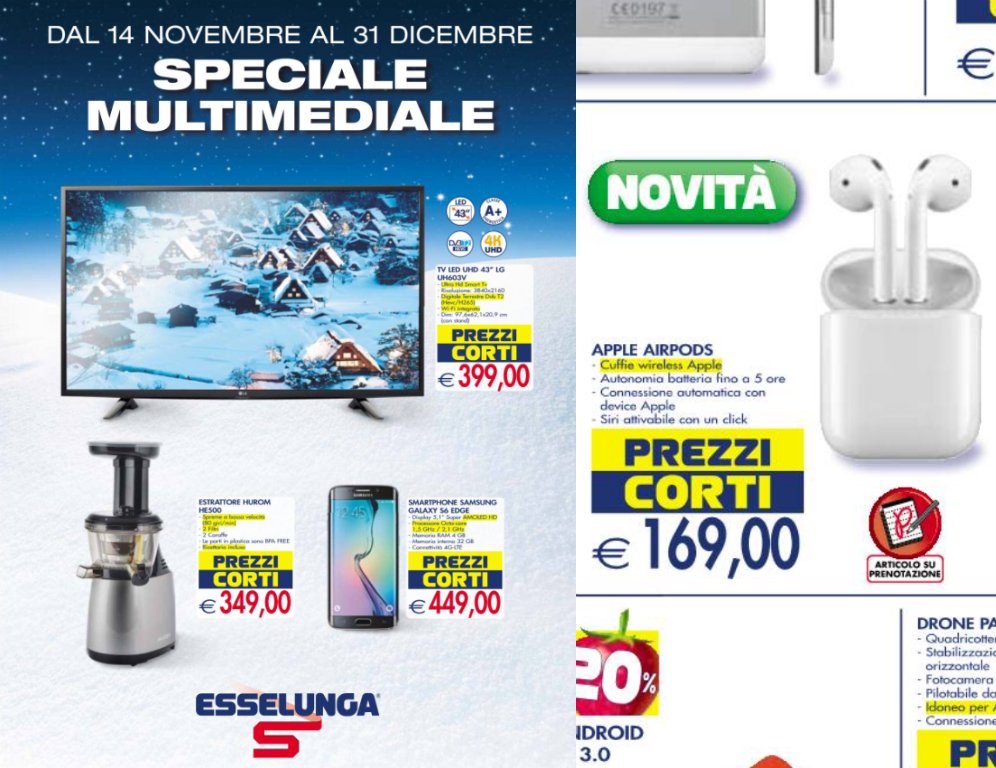 setteBIT auf Twitter: „L'auricolare AirPods sul volantino hi-tech Esselunga  (sconto €10) ma si può solo prenotare, nessuna data di consegna  https://t.co/BAXmjxHbn4“ / Twitter