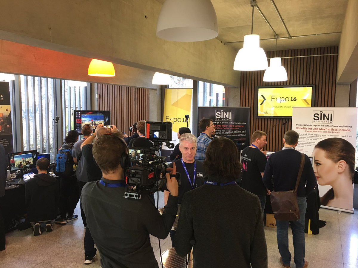 Zoreil06's tweet photo. @SiNi_Software being filmed after their launch @bluegfx #Expo16 https://t.co/9B7ewDsW43