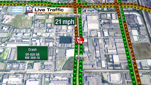Crash on SR-826 SB at NW 36th St #traffic https://t.co/5Ue8CKrn3u