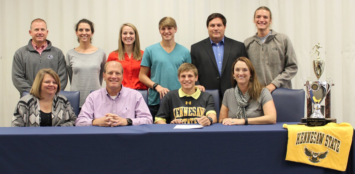 BHMunro1's tweet image. East Jackson's Chase Kennedy signed a cross country scholarship with Kennesaw State earlier this week. @EJ_THENEST