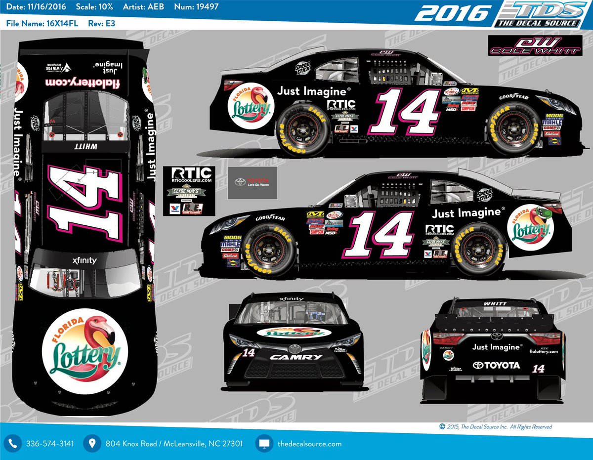Cole Whitt's Florida Lottery paint scheme (xfinity) : r/NASCAR