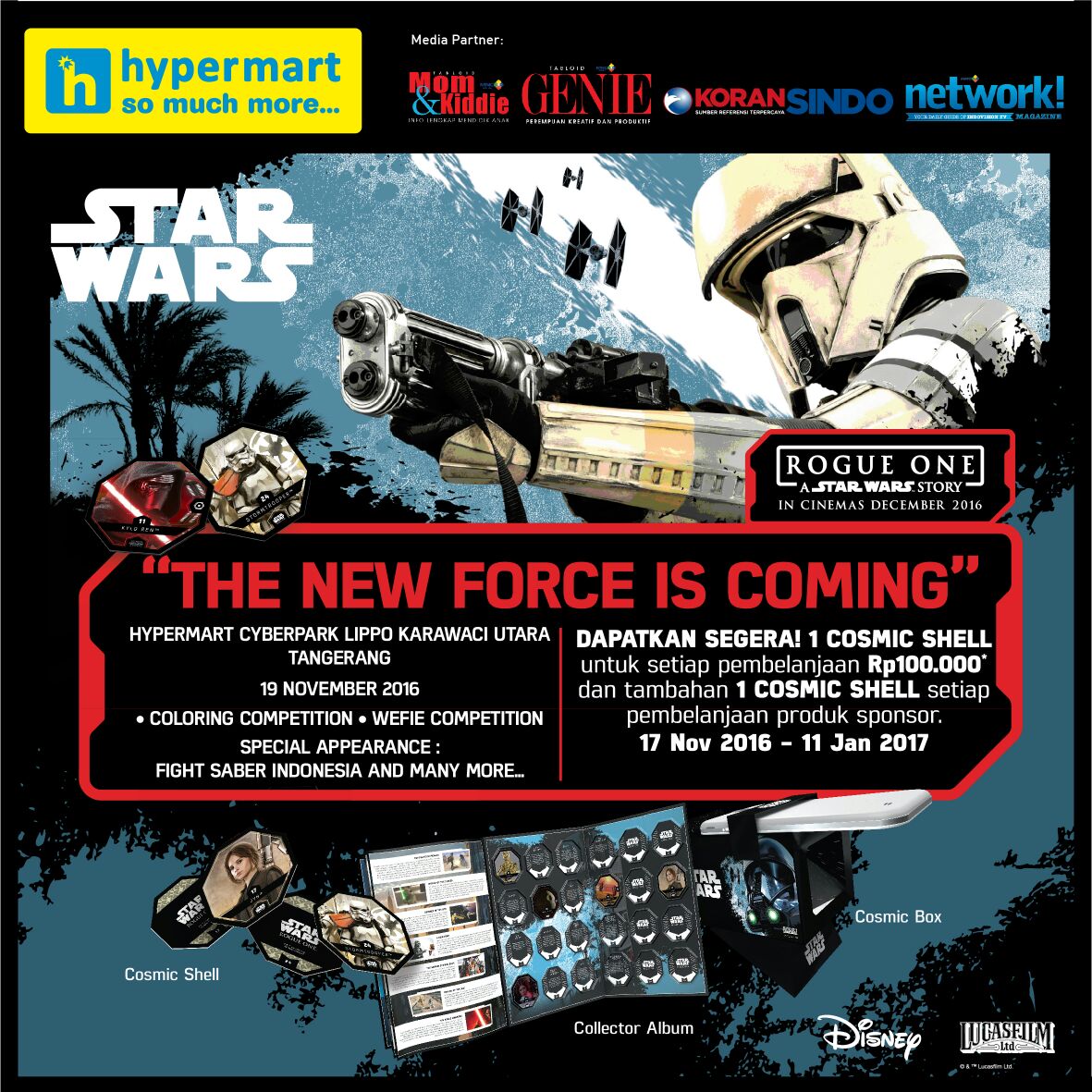 MNCkoranSINDO's tweet image. INGAT 2 HARI LAGI, Datang ke HPM Cyberpark Karawaci &amp;amp; bantu Jagoan StarWars melawan Darth Vader #hypermartstarwars #hypercosmicshell