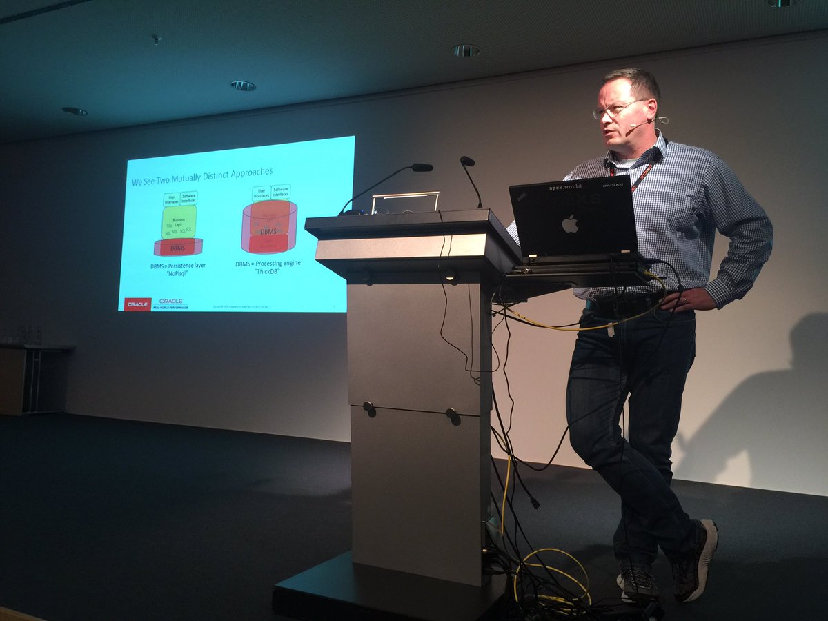 BrynLite's tweet image. NoPlsql versus #ThickDB by @ToonKoppelaars (with slight support from me) just starting #DOAG2016 in St Petersburg.