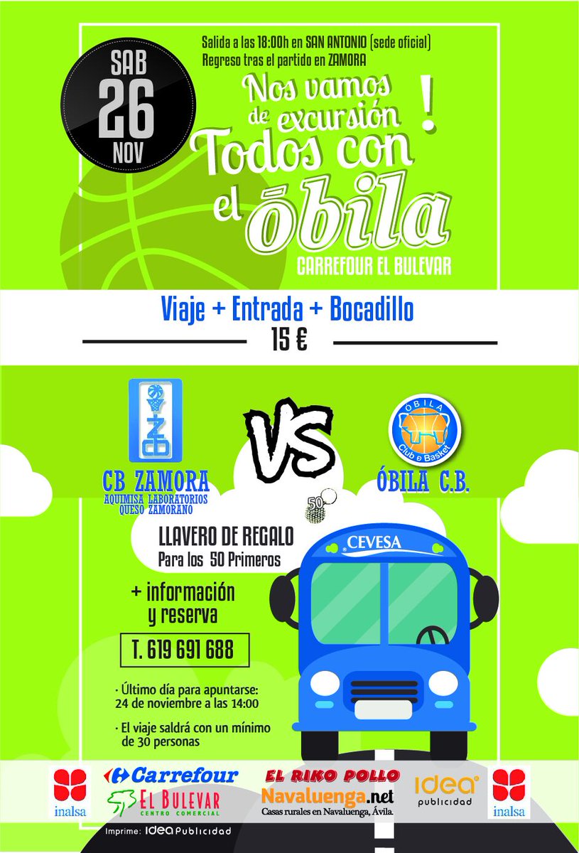 El sábado a las 19h todos al CUM y el sábado 26 todos a Zamora!! Reserva tu plaza!! Con vosotros somos más fuertes!! #SoyDelÓbila