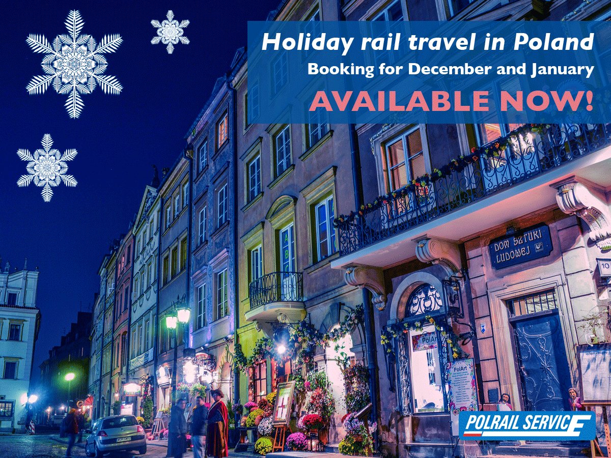 PolrailService's tweet photo. You don't have to wait we've holiday #railway tickets for you! Book your #Christmas and #NewYears #travel in #Poland https://t.co/gCT8jlYEao https://t.co/BkyoEvbE7l
