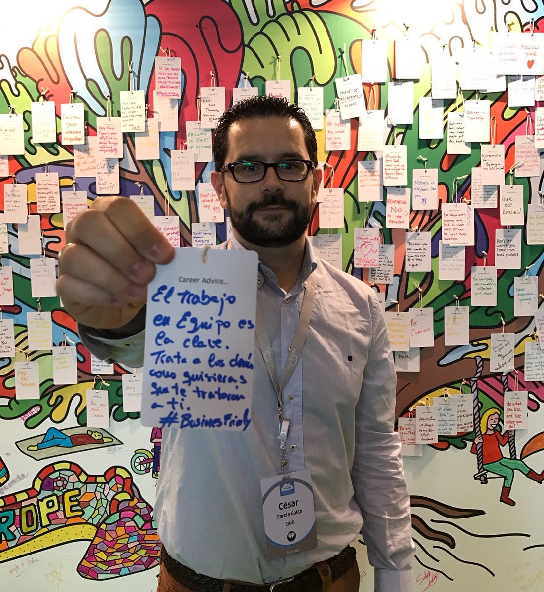 BNB_WD's tweet photo. "El trabajo en equipo es la clave. Trata a los demás como quisieras que te traten a ti" @cgarciagalan #BusinessFriendly #WdayRising #BNBWday https://t.co/kXGtd2uP5d