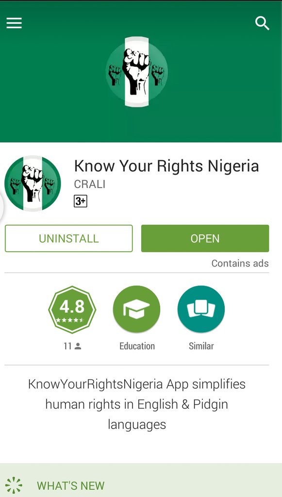 KYRNigeria's tweet photo. When you download #KnowYourRightsNigeria app once, you can access all simplified rights OFFLINE any day #LessData->
https://t.co/1tcOzvkQIF https://t.co/PlSg3U1Wpi