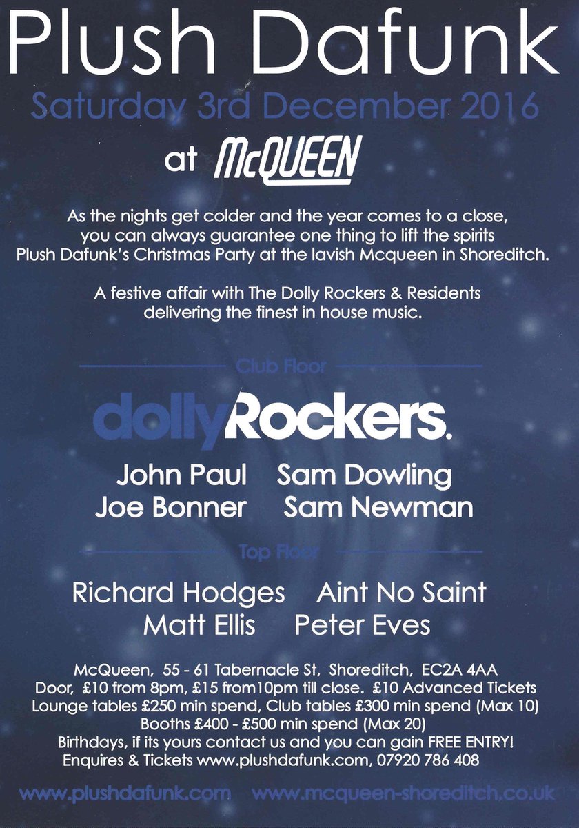 3rd Dec <a href="/PlushDafunk1/">Plush Dafunk</a> <a href="/__McQueen__/">mcqueen</a> <a href="/UKDOLLYROCKERS/">Dolly Rockers</a> <a href="/Dj_johnpaul/">JOHNP4UL</a> <a href="/djsamdowling/">Sam Dowling</a> <a href="/DJjoebonner/">Joe Bonner</a> <a href="/DJSamNewman/">Sam Newman</a> Cant wait!!!😍😎😍😎