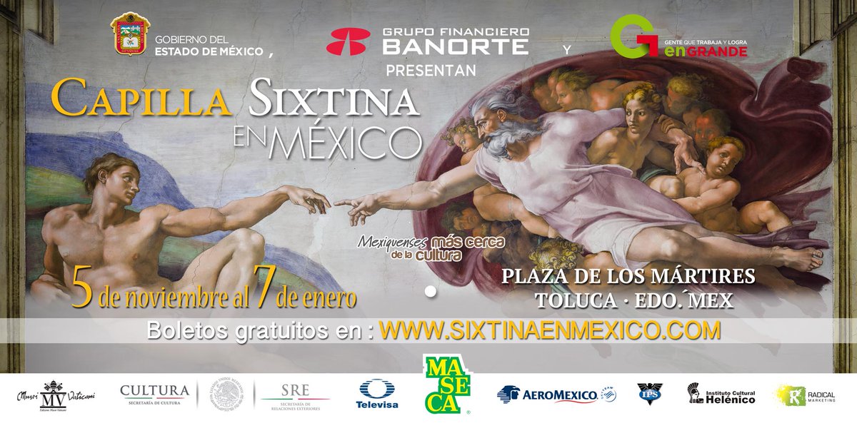 CulturaEdomex's tweet photo. Recuerda que puedes adquirir tus boletos, sin costo, para la #CapillaSixtina en https://t.co/4tvtjUQj1Y o la taquilla de la plaza. https://t.co/6pgjFPD1Gg