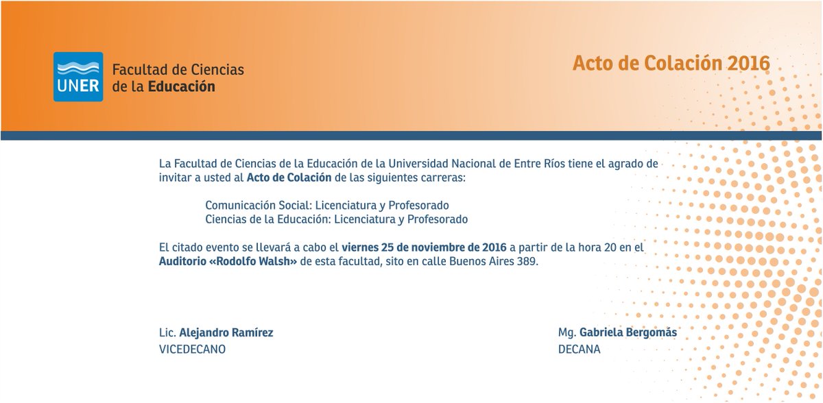 LaSchaufler's tweet photo. Se viene el acto de colación en la @fcedu_uner https://t.co/fyXQzKV26v