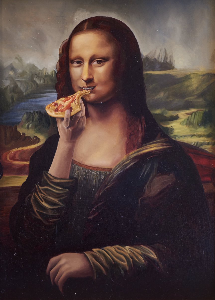 Dominos_UK's tweet photo. Da Vinci hand-painted the Mona Lisa but @chinnyroo revealed the real reason she was smiling… 😉 Win it: https://t.co/KJMurEDc6G #Masterpizzas https://t.co/iZUxZekJi1