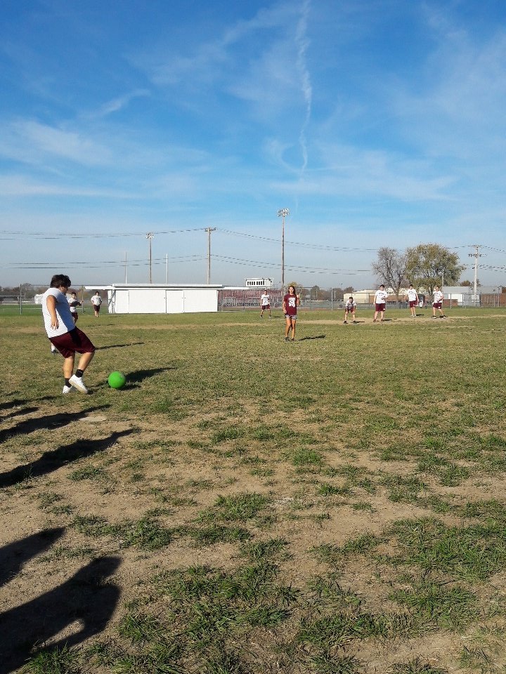 Taking advantage of this great weather pe kickball 2016!#redbud132