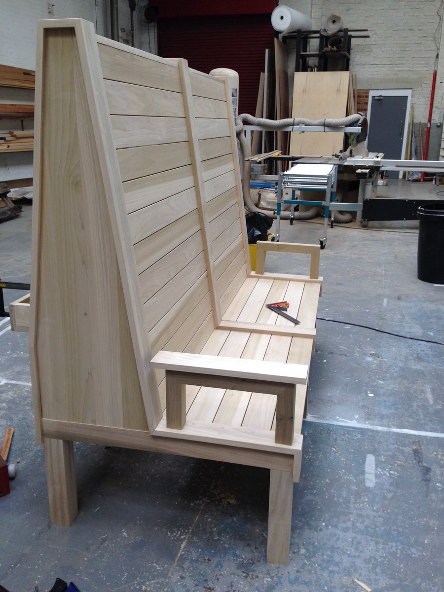 StuartIndgeltd's tweet photo. Workshop shots of the bench we made for @EHHadriansWall designed by @LynAtelier prior to completion #joinery #museumfitout #carpentry https://t.co/2Pt4qzs1lB