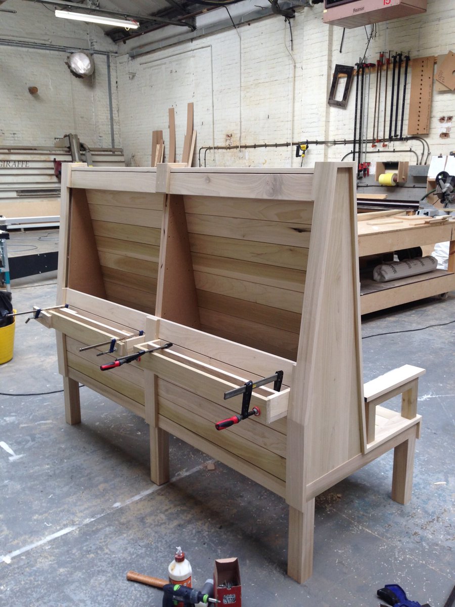 StuartIndgeltd's tweet photo. Workshop shots of the bench we made for @EHHadriansWall designed by @LynAtelier prior to completion #joinery #museumfitout #carpentry https://t.co/2Pt4qzs1lB