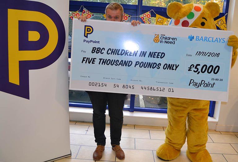 PayPoint's tweet photo. Doing our bit for @BBCCiN You can also make a difference; please donate at your local PayPoint store next time you shop #BBCCiN #pudsey https://t.co/NOouGoOMFE