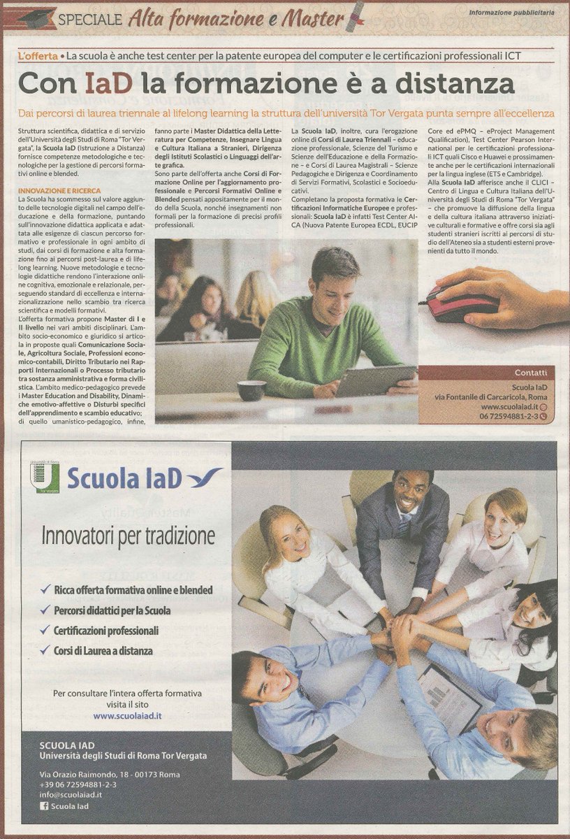 Scuola IaD sullo Speciale Formazione di Repubblica del 16 Novembre #larepubblica #formazione #scuolaiad