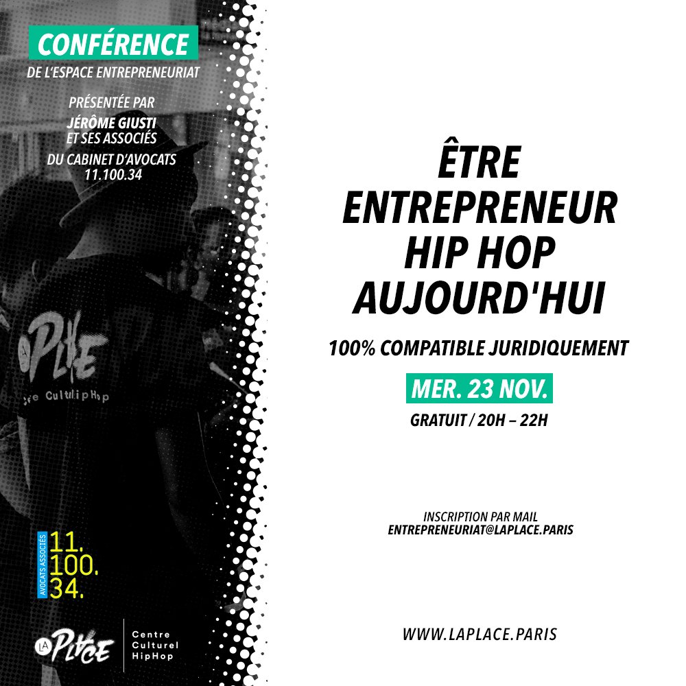 LaPlaceHipHop's tweet photo. 🗓Prochaine conférence de l'espace entrepreneuriat de #LaPlaceHipHop le 23nov ! 
Inscrivez-vous via
👉🏾https://t.co/qezYyRSP73
#gratuit https://t.co/gtP7pGoXwI