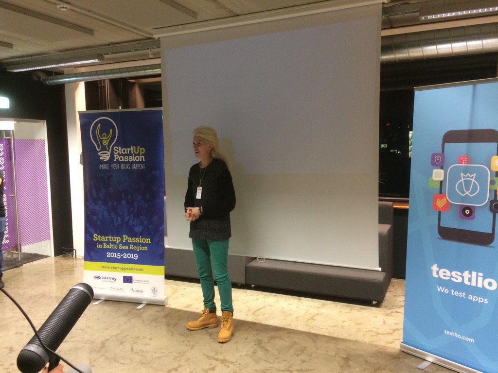 tallinnh's tweet photo. Kristel sharing #testlio startup experience to #startuppassion finalists. #startups https://t.co/hBvxwklH97