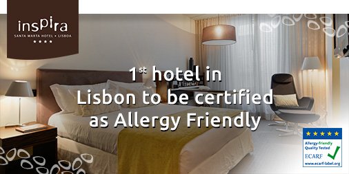 Inspira_Hotels's tweet photo. #InspiraHotels has been #certified by #ECARF, ensuring that we have all necessary conditions to receive #guests with #allergyproblems. https://t.co/4k4BhaSujj